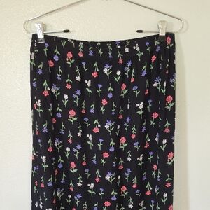 Blair | Vintage Black Floral Maxi Skirt Size Medium